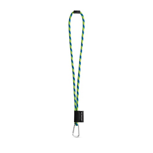 amarillo fluo/azulón 75089. SET Lanyard TUBE Long (Ø 7 mm) con mosquetón en forma de D de 55 mm y cierre de seguridad de Ø 7 mm