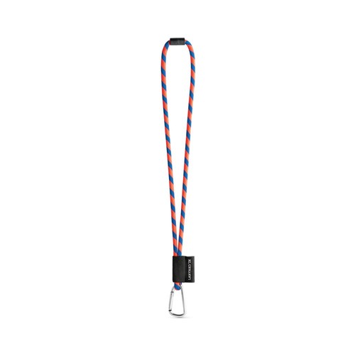 naranja fluo/azulón 75089. SET Lanyard TUBE Long (Ø 7 mm) con mosquetón en forma de D de 55 mm y cierre de seguridad de Ø 7 mm