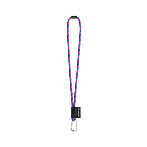 rosa fluo/azulón 75089. SET Lanyard TUBE Long (Ø 7 mm) con mosquetón en forma de D de 55 mm y cierre de seguridad de Ø 7 mm
