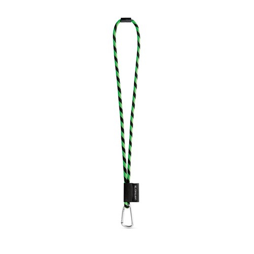 verde fluo/negro 75089. SET Lanyard TUBE Long (Ø 7 mm) con mosquetón en forma de D de 55 mm y cierre de seguridad de Ø 7 mm