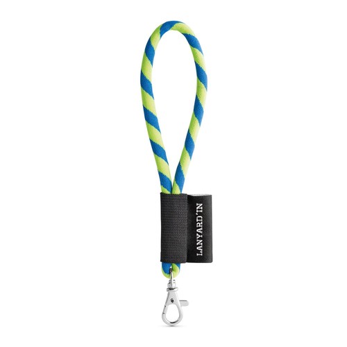 amarillo fluo/azulón 75090. SET Lanyard TUBE Short (Ø 7 mm) con mosquetón de 9 mm