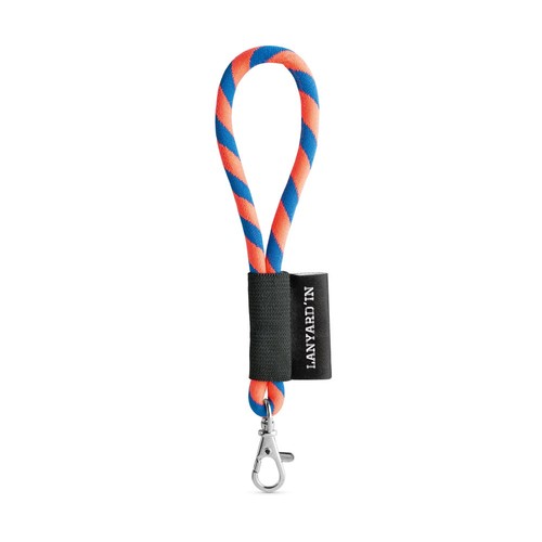 naranja fluo/azulón 75090. SET Lanyard TUBE Short (Ø 7 mm) con mosquetón de 9 mm