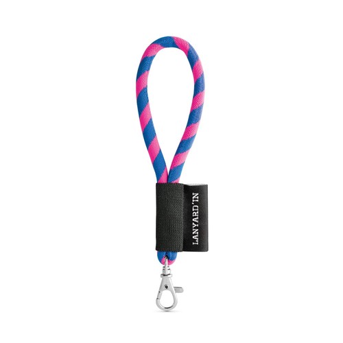 rosa fluo/azulón 75090. SET Lanyard TUBE Short (Ø 7 mm) con mosquetón de 9 mm