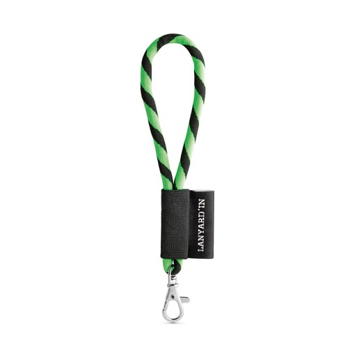 verde fluo/negro 75090. SET Lanyard TUBE Short (Ø 7 mm) con mosquetón de 9 mm