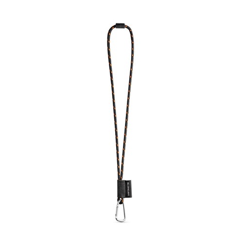 negro/naranja 75091. SET Lanyard NAUTIC Long (Ø 7 mm) con Mosquetón en D de 55 mm y Cierre de Seguridad de Ø 7 mm