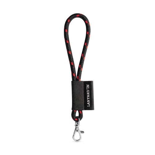 negro/rojo 75092. SET Lanyard NAUTIC Short (Ø 7 mm) con mosquetón de gatillo de 9 mm