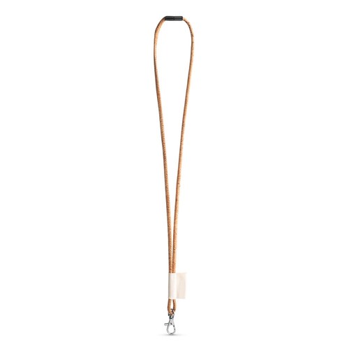 natural 75096. SET Lanyard CORK Long (Ø 5 mm) con mosquetón de gatillo de 9 mm y cierre de seguridad de Ø 5 mm
