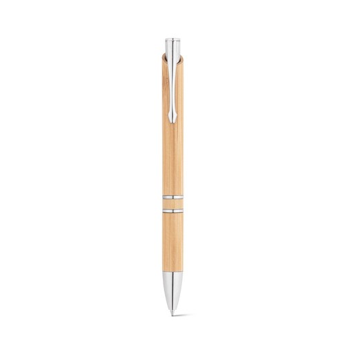 BETA BAMBOO. Bolígrafo de bambú con clip, detalles metálicos