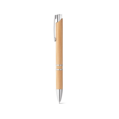 BETA BAMBOO. Bolígrafo de bambú con clip, detalles metálicos