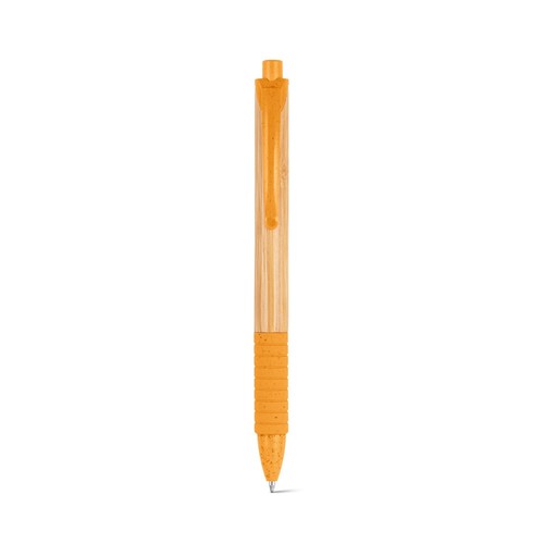 orange KUMA. Bolígrafo de bambú con antideslizante clip