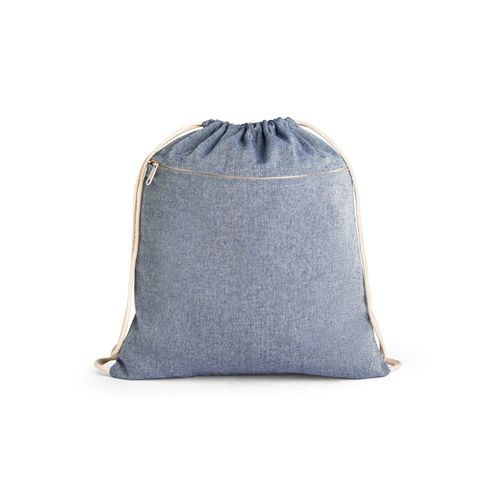 blue CHANCERY. Bolsa de cordón de algodón reciclado (70%), poliéster (30% rPET) (140 g/m²)