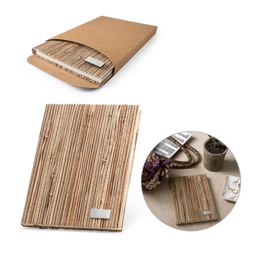 NERUDA. LIBRETA A5 CON TAPA DURA EN FIBRA DE PAJA NATURAL