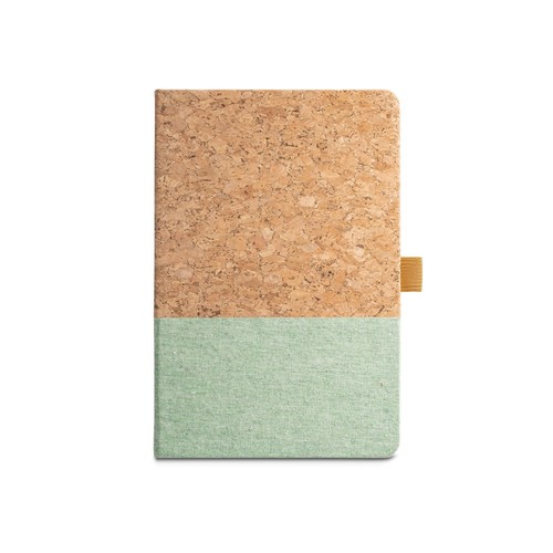 verde claro KLEE. Cuaderno A5 de corcho y lino con hojas rayadas