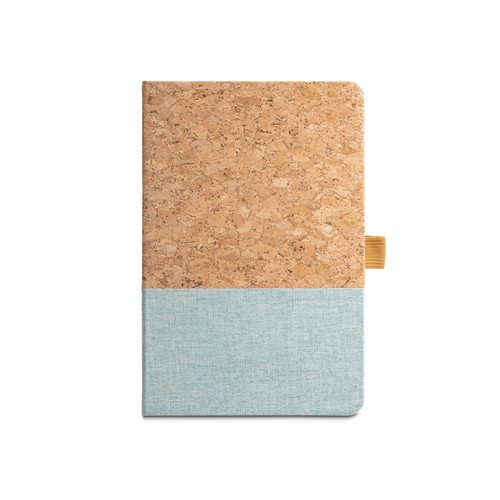 azul claro KLEE. Cuaderno A5 de corcho y lino con hojas rayadas