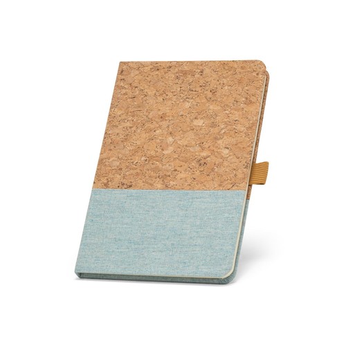 azul claro KLEE. Cuaderno A5 de corcho y lino con hojas rayadas