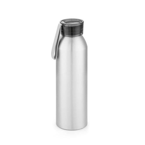 plateado satinado RIO. Botella de aluminio reciclado (100% rAL) con tapón de PP 660 mL