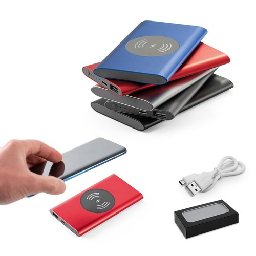 CASSINI. POWER BANK 4'000 MAH CON CARGADOR INALÁMBRICO DE 5W, FABRICADO EN ALUMINIO RECICLADO (100% RAL)