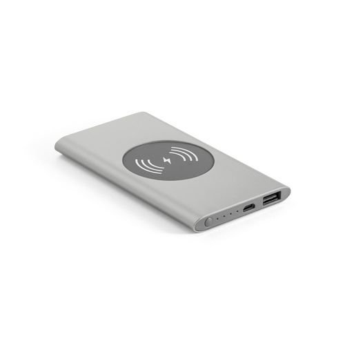 CASSINI. Power bank 4'000 mAh con cargador inalámbrico de 5W, fabricado en aluminio reciclado (100% rAL)