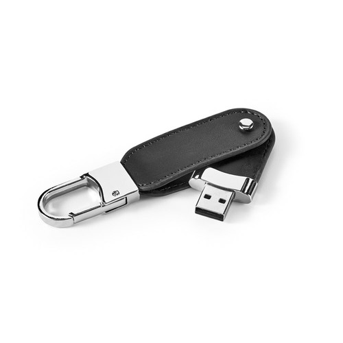 black BRAGG 8GB. Memoria USB de 8GB, fabricada en PU y con clip de mosquetón