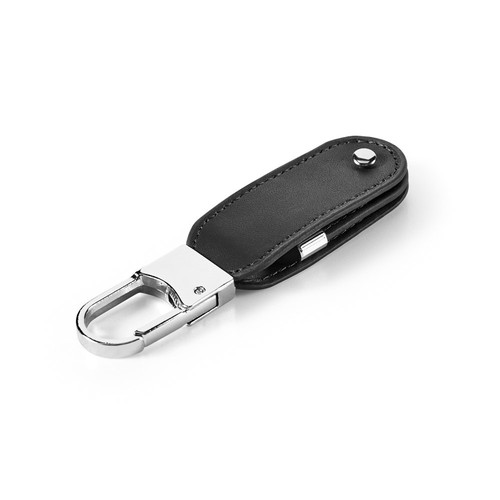 black BRAGG 8GB. Memoria USB de 8GB, fabricada en PU y con clip de mosquetón