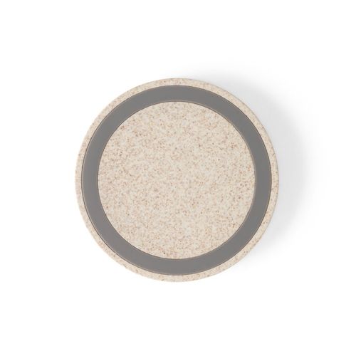 natural CUVIER. Cargador inalámbrico de 5W, fabricado en ABS y fibra de paja