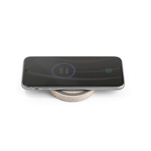 CUVIER. Cargador inalámbrico de 15W, fabricado en ABS reciclado (65 % rABS) y fibra de paja de trigo (35 %)