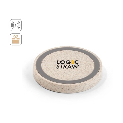 CUVIER. CARGADOR INALÁMBRICO DE 15W, FABRICADO EN ABS RECICLADO (65 % RABS) Y FIBRA DE PAJA DE TRIGO (35 %)