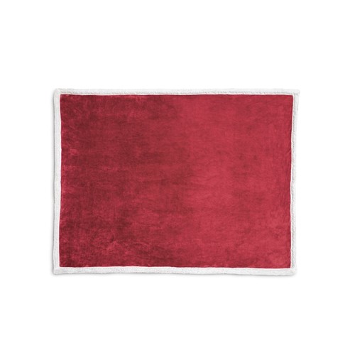 burdeos HEIDEN. Manta polar reversible (190 g/m²) con cinta de raso y tarjeta personalizada