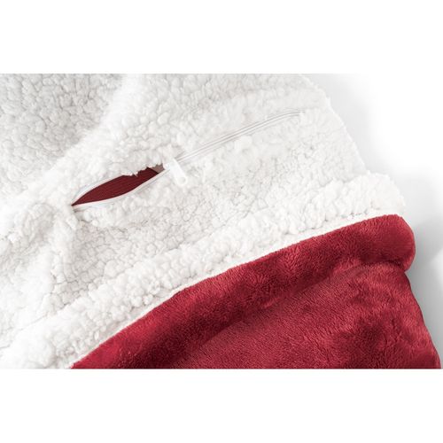 burdeos HEIDEN. Manta polar reversible (190 g/m²) con cinta de raso y tarjeta personalizada