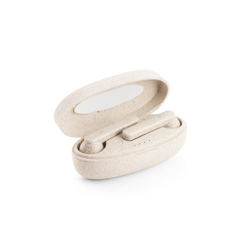 natural FOURIER. Auriculares inalámbricos con batería de 3 horas de duración en fibra de paja de trigo y PP