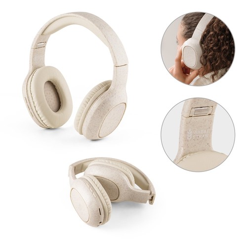 FEYNMAN. AURICULARES INALÁMBRICOS PLEGABLES CON 4H DE AUTONOMÍA, FABRICADOS CON PAJA DE TRIGO Y ABS