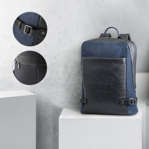 DIVERGENT BACKPACK I. Sac à dos pour ordinateur portable jusqu'à 15.6" en denim et PU - 1