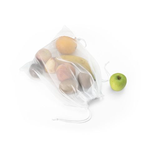 white BOLZANO. Bolsa plegable fabricada en malla y poliéster reciclado 190T (100% rPET)