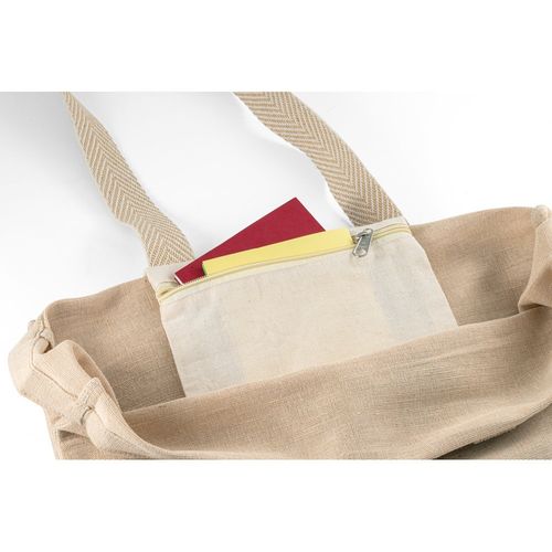 natural PADOVA. Saco de juco (275 g/m²) com bolso interior em 100% algodão (120 g/m²)