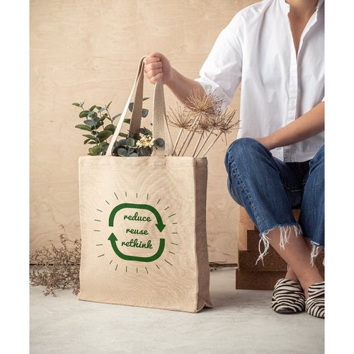 PADOVA. Saco de juco (275 g/m²) com bolso interior em 100% algodão (120 g/m²)
