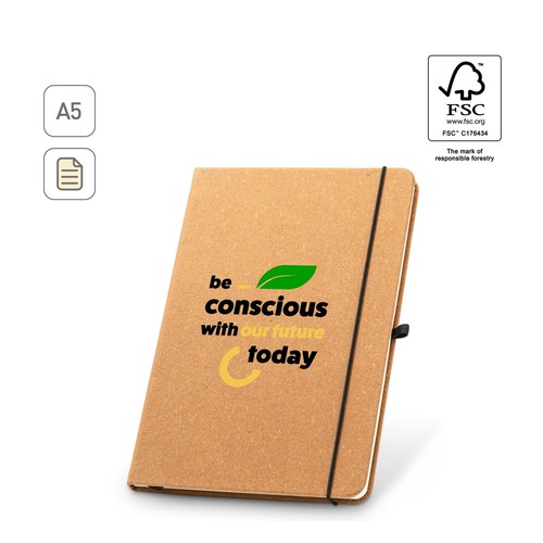 MATISSE. BLOC DE NOTAS TAMAÑO A5 CON TAPA RÍGIDA DE PIEL (70% RECICLADA) DE 70% PIEL RECICLADA