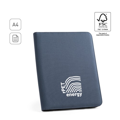 EMERGE FOLDER. CARPETA TAMAÑO A4 HECHA EN POLIÉSTER RECICLADO (100% RPET) 300D CON CREMALLERA