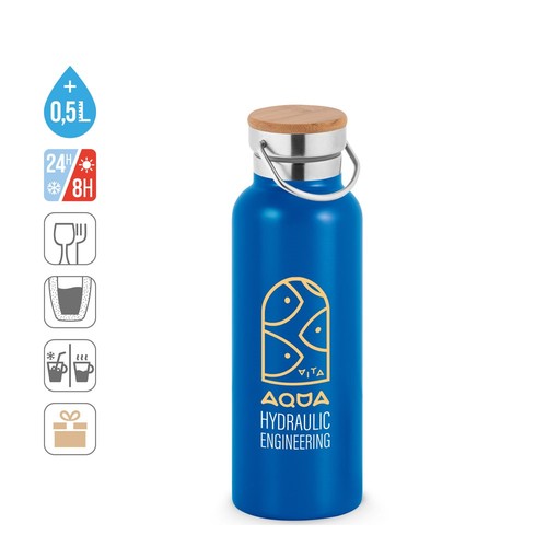 RAGNAR. BOTELLA DE ACERO INOXIDABLE (36% RECICLADO) CON DOBLE CUERPO 570 ML
