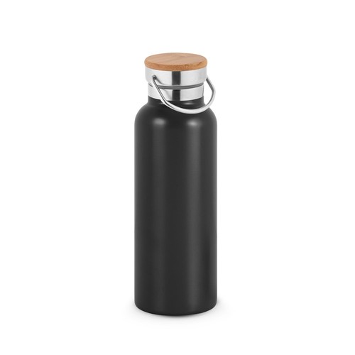 black RAGNAR. Botella de acero inoxidable (36% reciclado) con doble cuerpo 570 mL