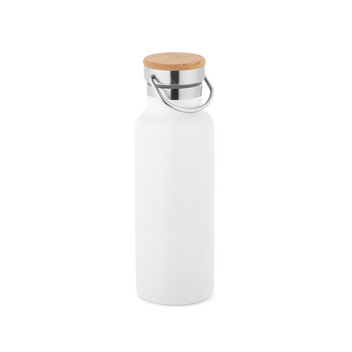 white RAGNAR. Botella de acero inoxidable (36% reciclado) con doble cuerpo 570 mL