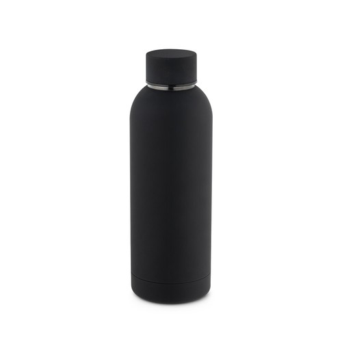 black ODIN. Botella de acero inoxidable (36% reciclado) con acabado gomoso 500 mL