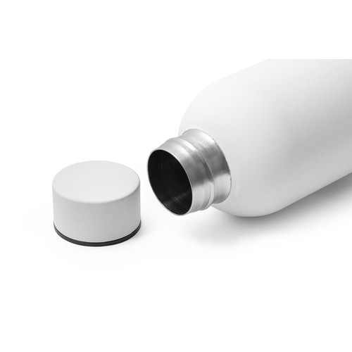 white ODIN. Botella de acero inoxidable (36% reciclado) con acabado gomoso 500 mL