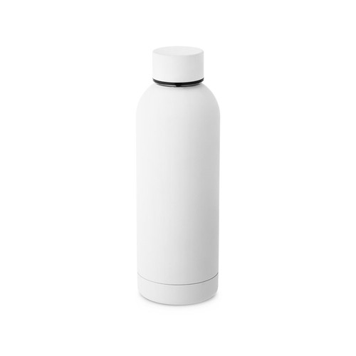 white ODIN. Botella de acero inoxidable (36% reciclado) con acabado gomoso 500 mL