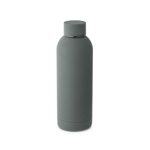 gris oscuro ODIN. Botella de acero inoxidable (36% reciclado) con acabado gomoso 500 mL