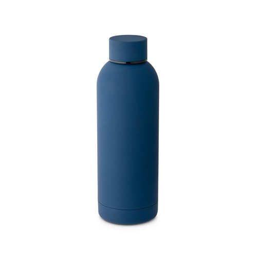 azul marino ODIN. Botella de acero inoxidable (36% reciclado) con acabado gomoso 500 mL