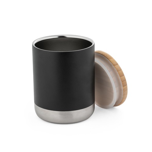 black NORRE TUMBLER. Vaso de acero inoxidable (36% reciclado) con pared doble de insolacion 370 mL