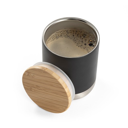 black NORRE TUMBLER. Vaso de acero inoxidable (36% reciclado) con pared doble de insolacion 370 mL