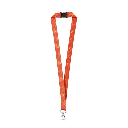 white BRISTOL. SET Lanyard SUBLIMATION Long II (20 mm) con mosquetón de gatillo de 20 mm y cierre de seguridad