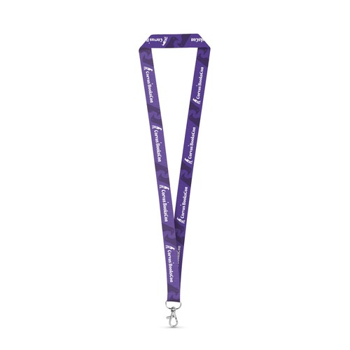 white WINDSOR. SET Lanyard SUBLIMATION Long II (20 mm) en poliéster reciclado (100% rPET) con mosquetón de gatillo de 20 mm