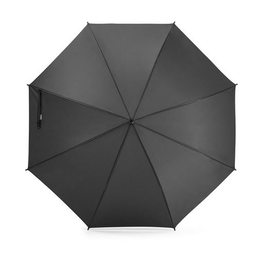 black APOLO. Paraguas fabricado en pongee poliéster reciclado (100% rPET) con apertura automática